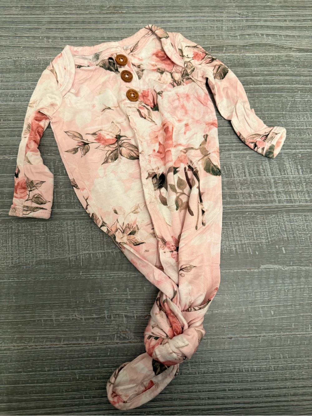 Posh Peanut Floral Knotted Gown – 0–3 Months